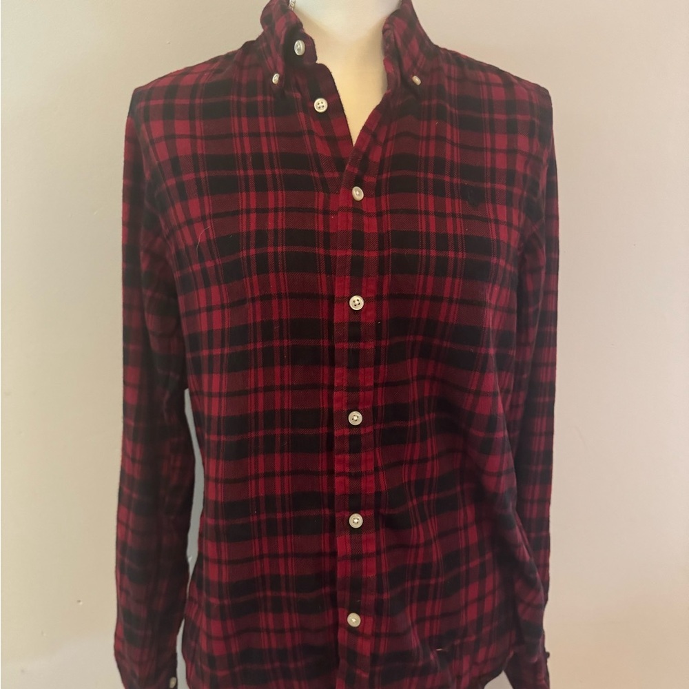 Red and Black Plaid Button-Up Shirt